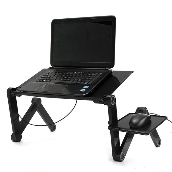 Adjustable Foldable Notebook Laptop Desk w/USB Cooler
