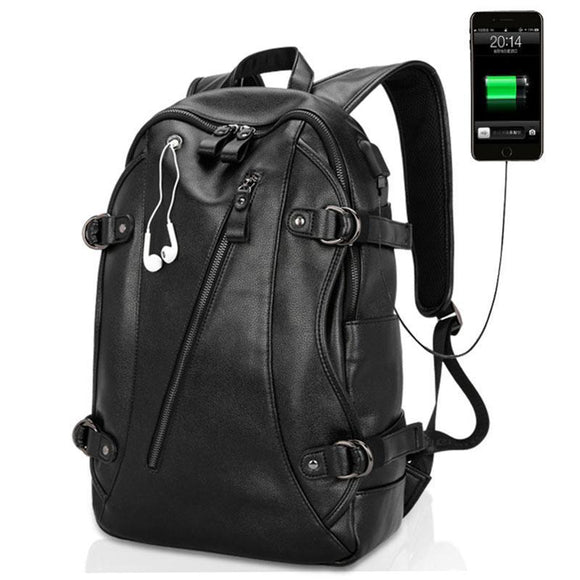 Magic Union Fashion PU Leather USB Charging Backpack