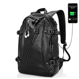 Magic Union Fashion PU Leather USB Charging Backpack