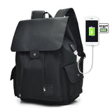 15.6" High Quality Solid Canvas USB Shoulder Backpack