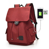 15.6" High Quality Solid Canvas USB Shoulder Backpack