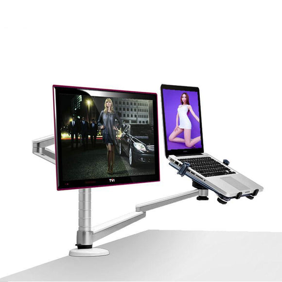 LESHP Multimedia 25 inch LCD Monitor Holder+ Laptop Holder Stand Table