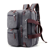 Canvas Convertible USB Laptop Backpack w/Travel Case & Multi-Pocket