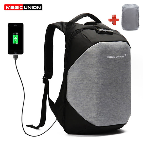 Magic Union Brand Design Waterproof Backpack w/USB port +Rain Cover