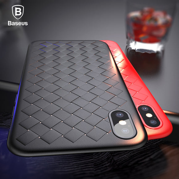 Baseus Luxury Ultra Thin Soft Silicone Grid Pattern Case For iPhone X