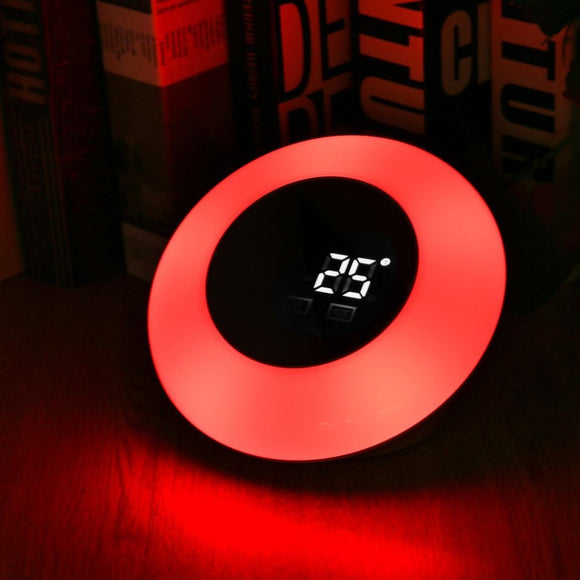 Portable RGB Temperature Unit LED Mirror Clock